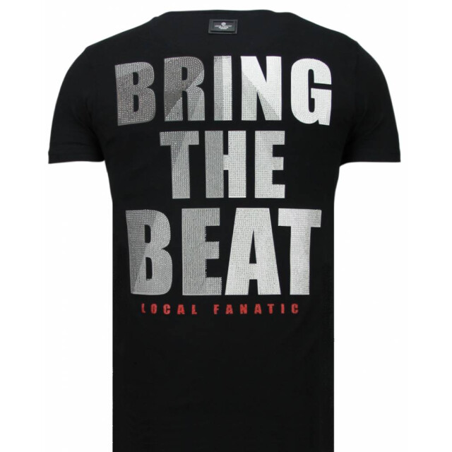 Local Fanatic Skull bring the beat rhinestone t-shirt 5779Z large