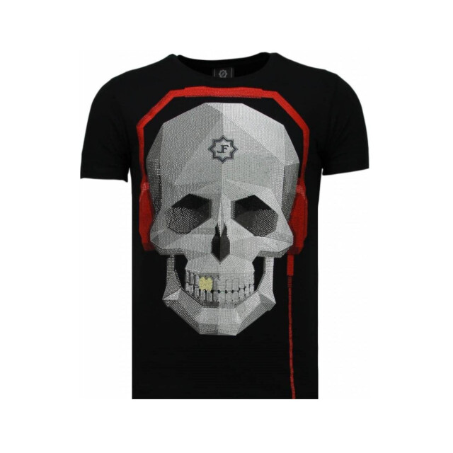 Local Fanatic Skull bring the beat rhinestone t-shirt 5779Z large