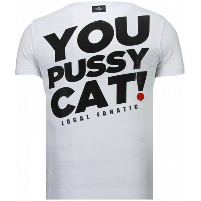 Local Fanatic Pussy cat rhinestone t-shirt 5777W large