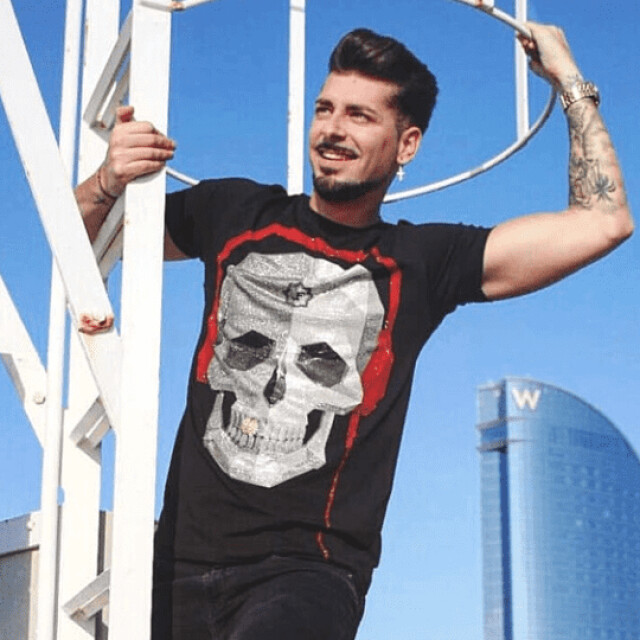 Local Fanatic Skull bring the beat rhinestone t-shirt 5779Z large