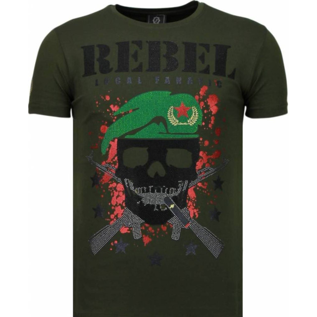 Local Fanatic Skull rebel rhinestone t-shirt 5776G large