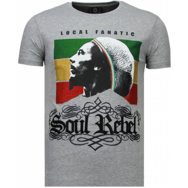 Local Fanatic Soul rebel bob marley rhinestone t-shirt 5778G large