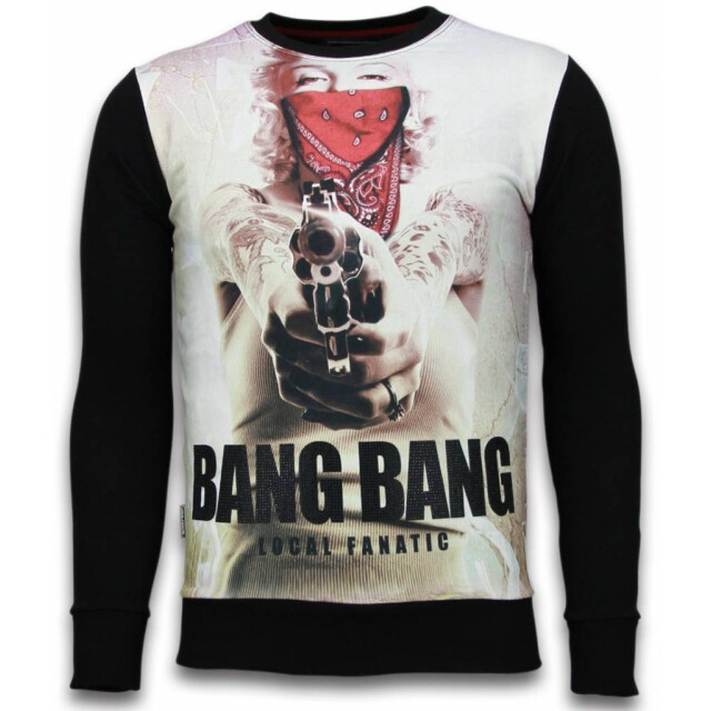 Local Fanatic Monroe bang bang digital rhinestone sweater 6034Z large