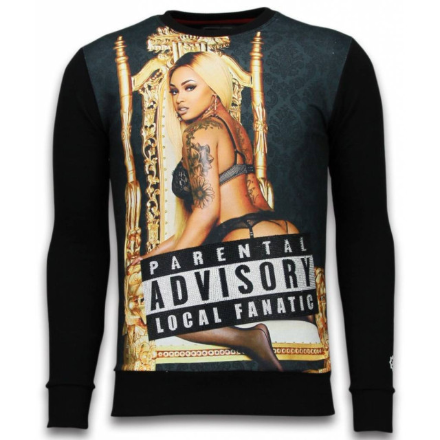 Local Fanatic Parental advisory digital rhinestone sweater 6035Z large