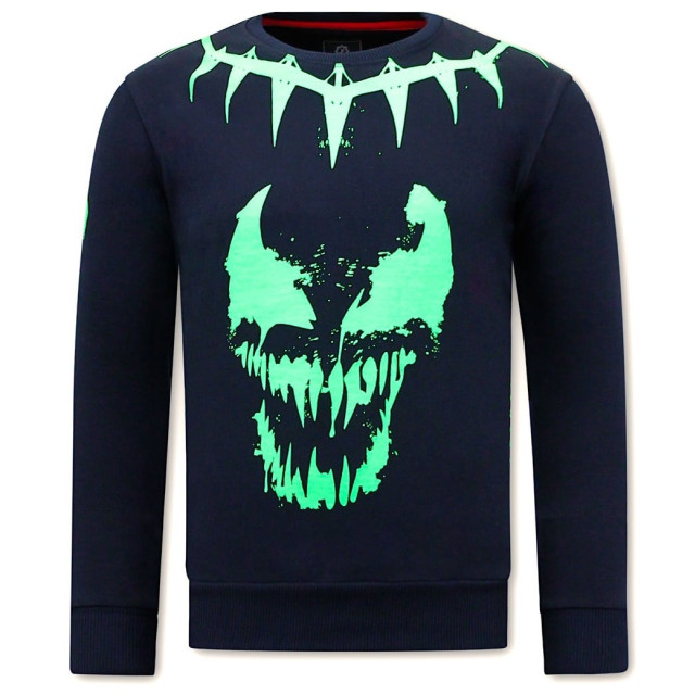 Local Fanatic Sweater met print venom face neon 11-6424 large