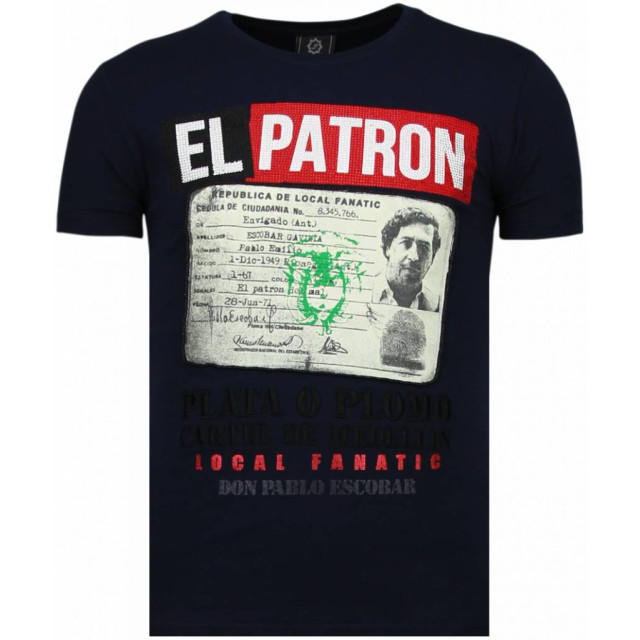 Local Fanatic El patron narcos billionaire rhinestone t-shirt 5783B large