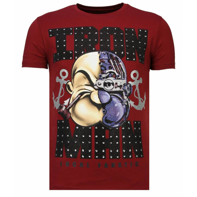 Local Fanatic Iron man popeye rhinestone t-shirt 13-6214B large