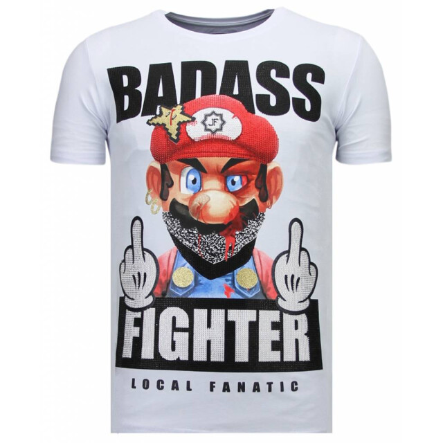 Local Fanatic Fight club mario rhinestone t-shirt 13-6219W large