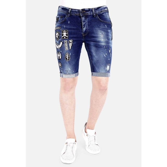 Local Fanatic Korte broek slim fit met patches 1018 LF-DNM-1018 large