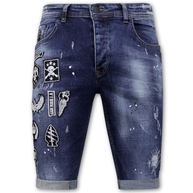 Local Fanatic Korte broek slim fit met patches 1018 LF-DNM-1018 large