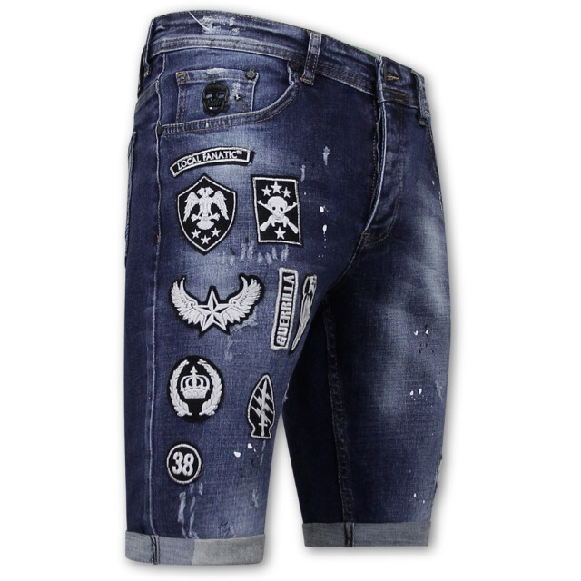 Local Fanatic Korte broek slim fit met patches 1018 LF-DNM-1018 large