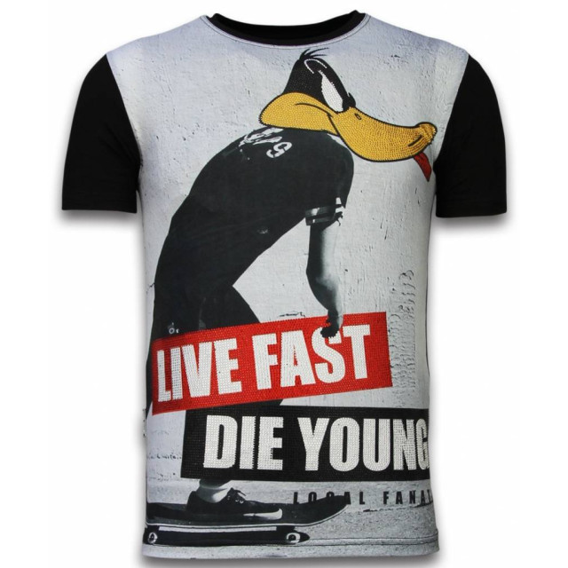 Local Fanatic Duck live fast digital rhinestone t-shirt 11-6262Z large