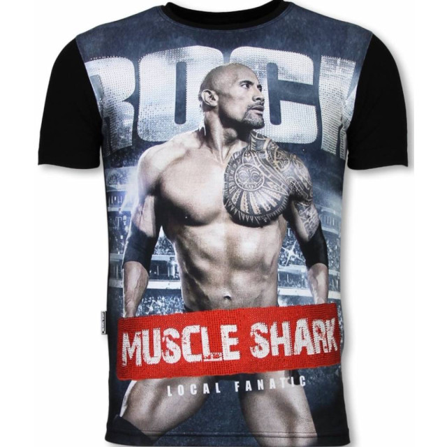 Local Fanatic Muscle shark rock digital rhinestone t-shirt 11-6289Z large