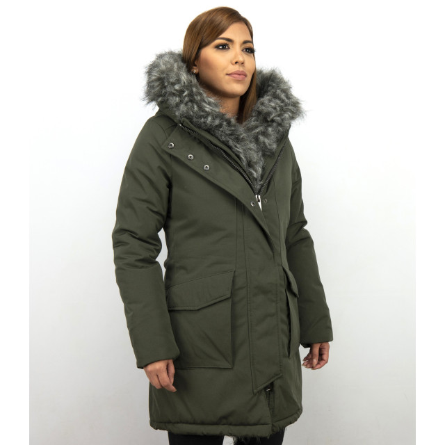 Gentile Bellini Lange parka jas met faux bontkraag LC2728 large