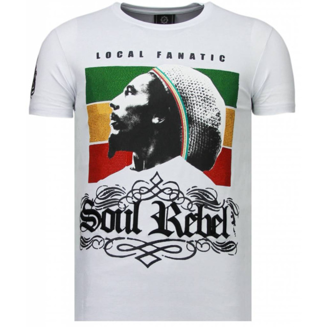 Local Fanatic Soul rebel bob marley rhinestone t-shirt 5778W large