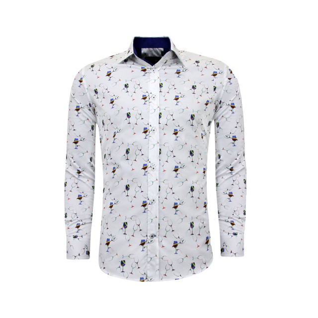 Tony Backer Satijnen met print slim fit 3105 large