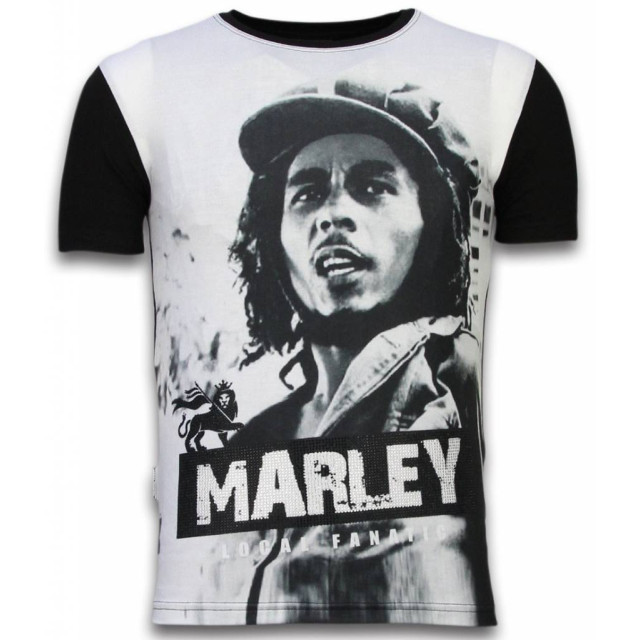 Local Fanatic Bob marley black and white digital rhinestone t-shirt 11-6254Z large