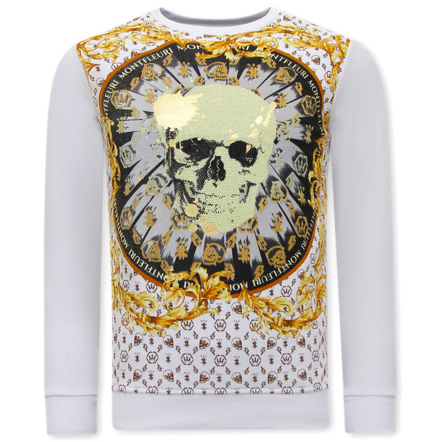 Tony Backer Sweater met print skull strass 3796 large