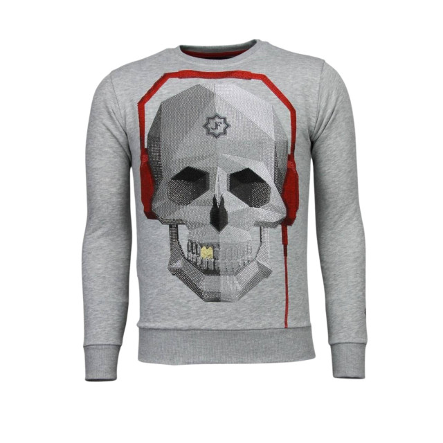 Local Fanatic Skull beat rhinestone sweater 5916G large