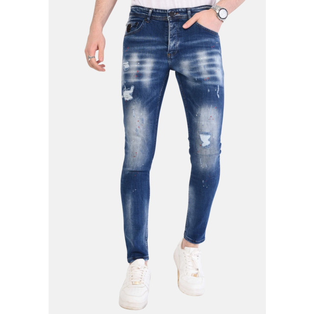 Local Fanatic Slim fit jeans met verfspatten stretch 1057 LF-DNM-1057 large