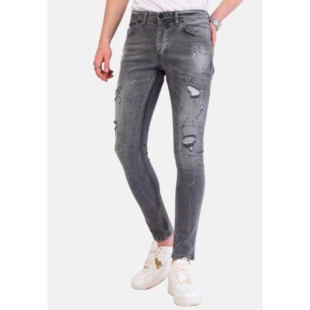 Local Fanatic Spijkerbroek verfspatten slim fit 1064 LF-DNM-1064 large