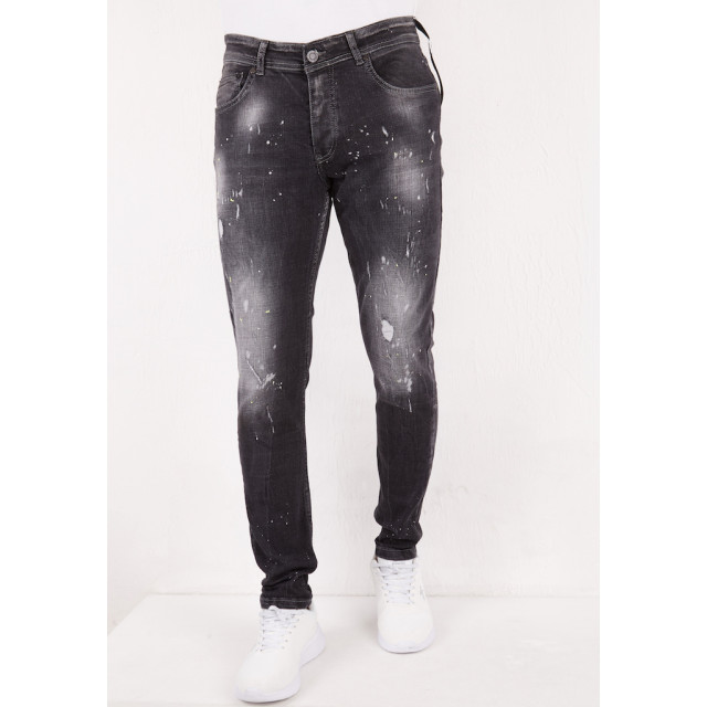 True Rise Black ripped paint splatter slim fit jeans dc D&C-014 large