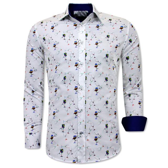 Tony Backer Satijnen met print slim fit 3105 large