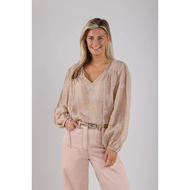 Nukus Nks02036 9 kaoutar blouse embroidery sand NKS02036 9 large
