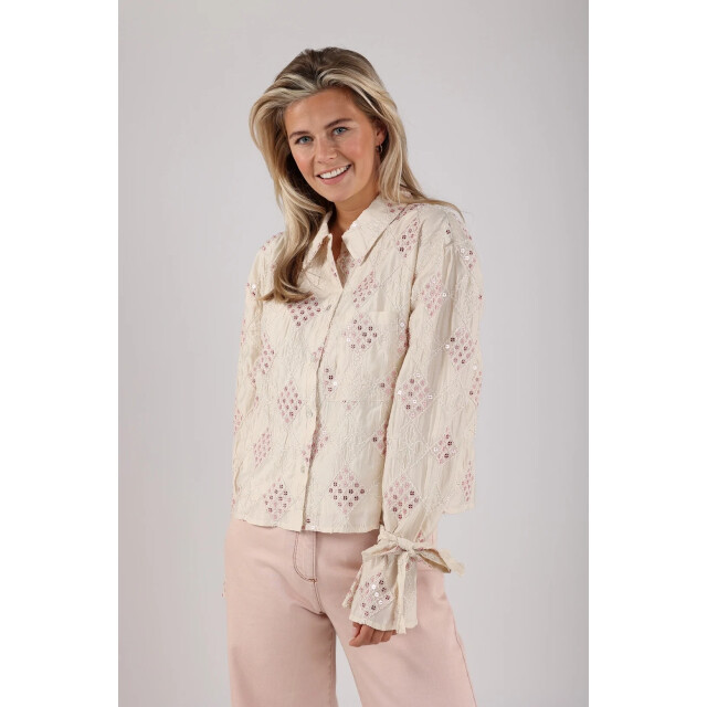 Nukus Nks02040 79 loes blouse paillet offwhite/blush NKS02040 79 large