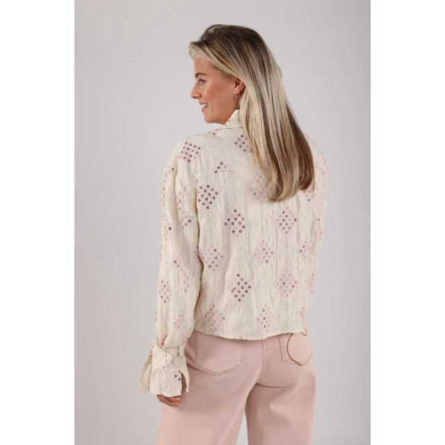 Nukus Nks02040 79 loes blouse paillet offwhite/blush NKS02040 79 large