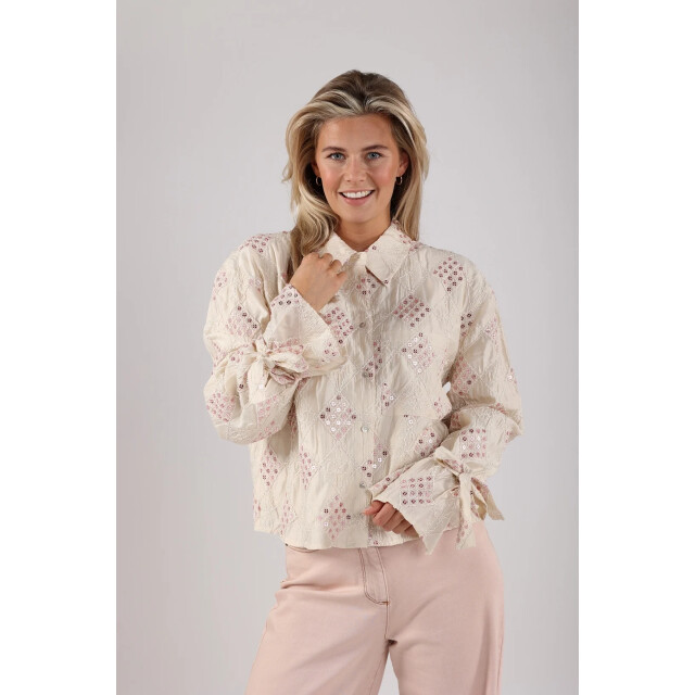 Nukus Nks02040 79 loes blouse paillet offwhite/blush NKS02040 79 large