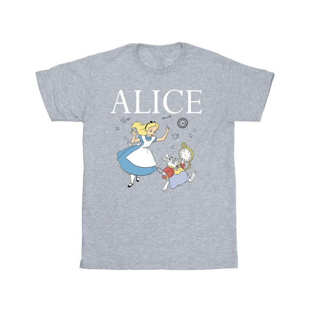 Li-cense Disney meisjes alice in wonderland volg het konijn katoenen t-shirt UTBI6347_sportsgrey large