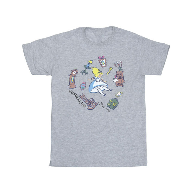 Li-cense Disney meisjes alice in wonderland vallend katoenen t-shirt UTBI6260_sportsgrey large