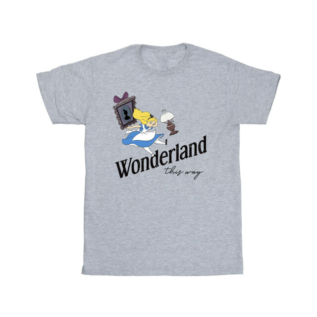 Li-cense Disney meisjes alice in wonderland deze kant op katoenen t-shirt UTBI6183_sportsgrey large