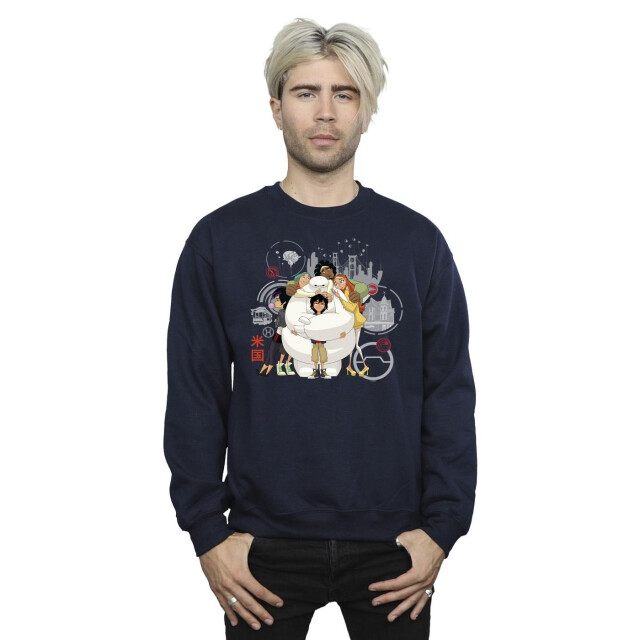 Li-cense Disney heren big hero 6 baymax groep knuffel sweatshirt UTBI15314_navyblue large