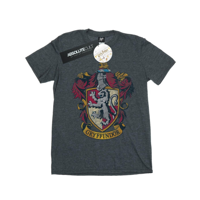 Li-cense Harry potter dames gryffindor distressed crest cotton boyfriend t-shirt UTBI26351_darkheather large
