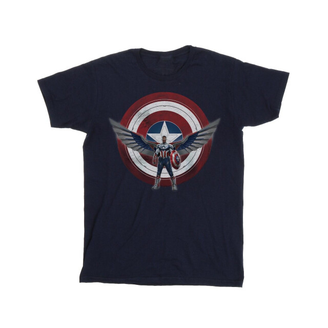 Li-cense Marvel heren falcon and the winter soldier captain america shield pose t-shirt UTBI27725_navyblue large