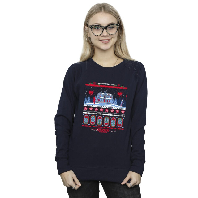 Li-cense Netflix dames stranger things fair isle sweatshirt UTBI36317_navyblue large