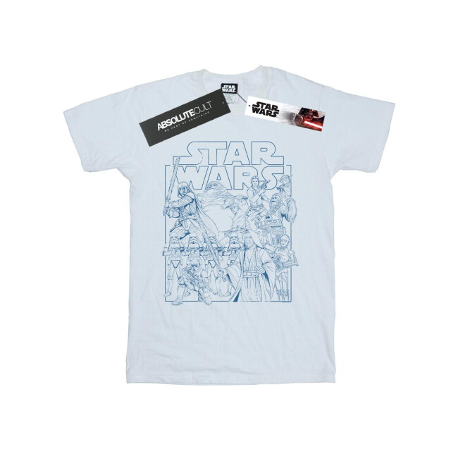 Li-cense Star wars katoenen t-shirt met schetsen voor meisjes UTBI37292_white large
