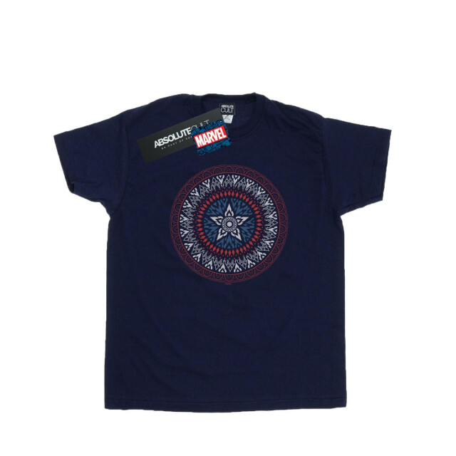 Li-cense Marvel heren captain america ornamental shield t-shirt UTBI43065_navyblue large