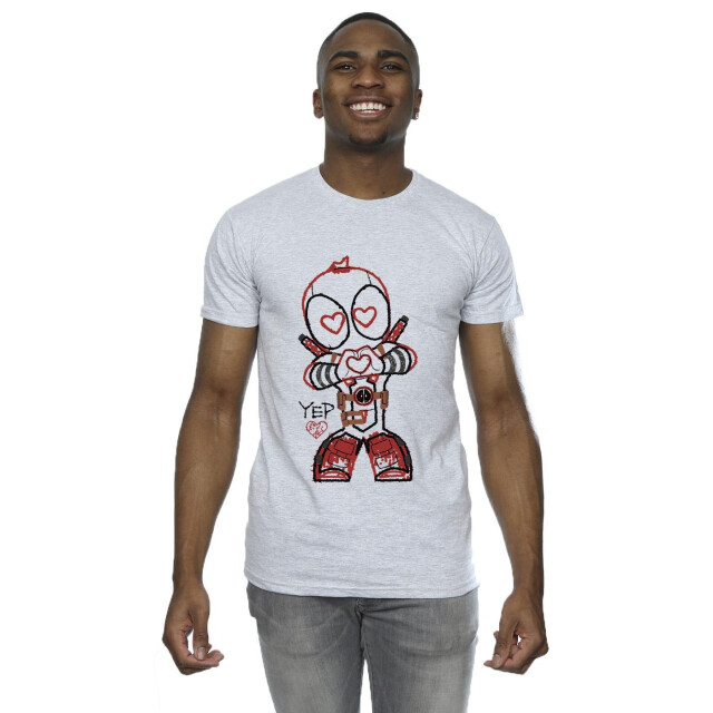 Li-cense Marvel heren deadpool love beam line t-shirt UTBI49405_sportsgrey large