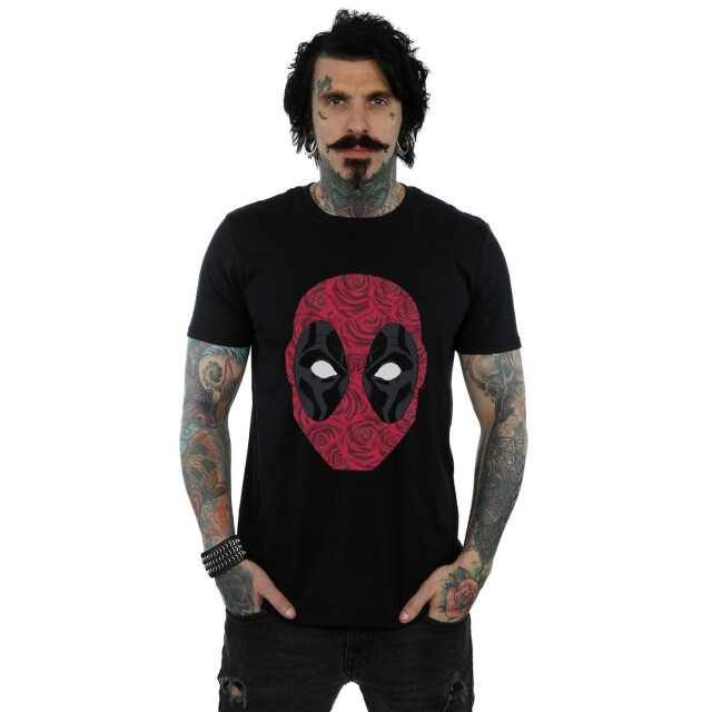 Li-cense Marvel heren deadpool hoofd van rozen t-shirt UTBI49400_black large