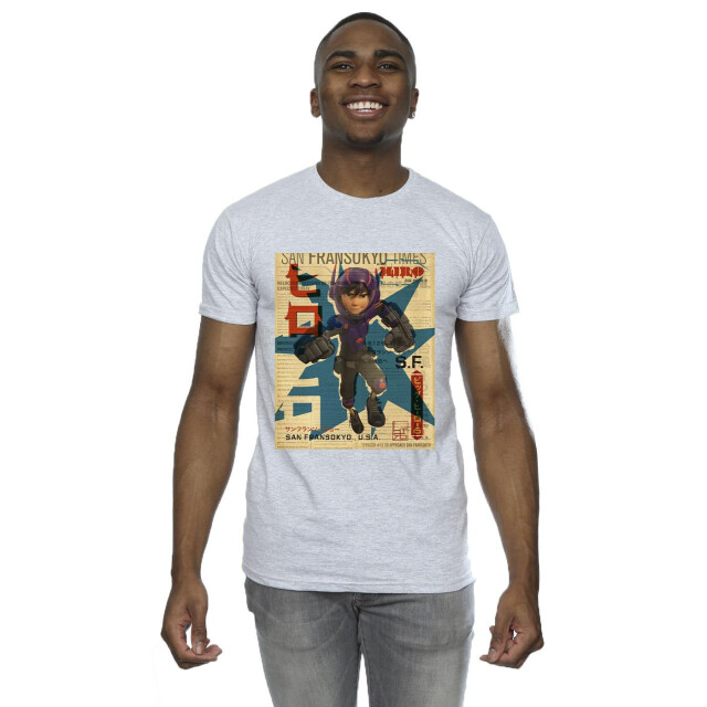 Li-cense Disney heren big hero 6 baymax hiro krant t-shirt UTBI49344_sportsgrey large