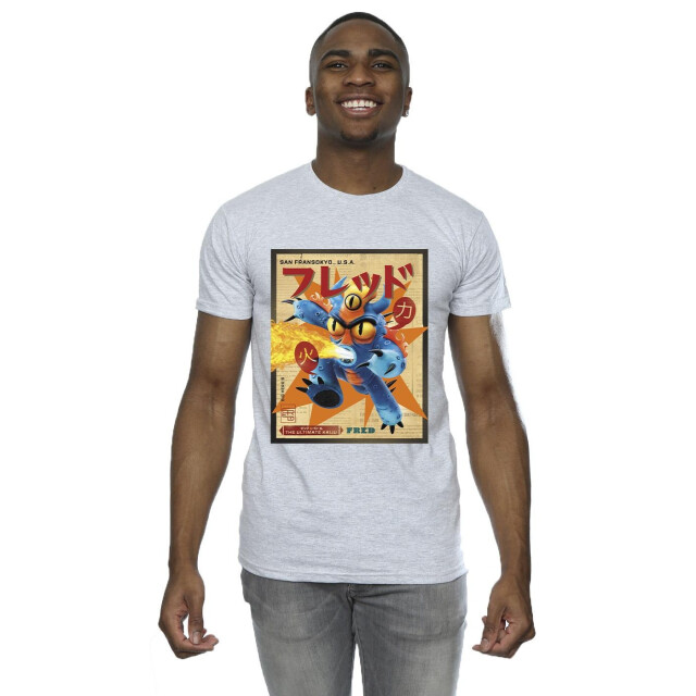 Li-cense Disney heren big hero 6 baymax fred krant t-shirt UTBI49345_sportsgrey large