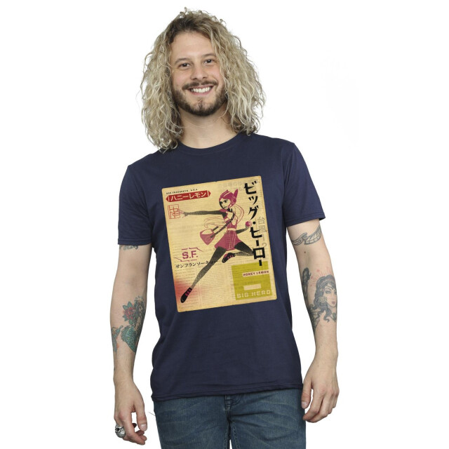 Li-cense Disney heren big hero 6 baymax honing citroen krant t-shirt UTBI49346_navyblue large