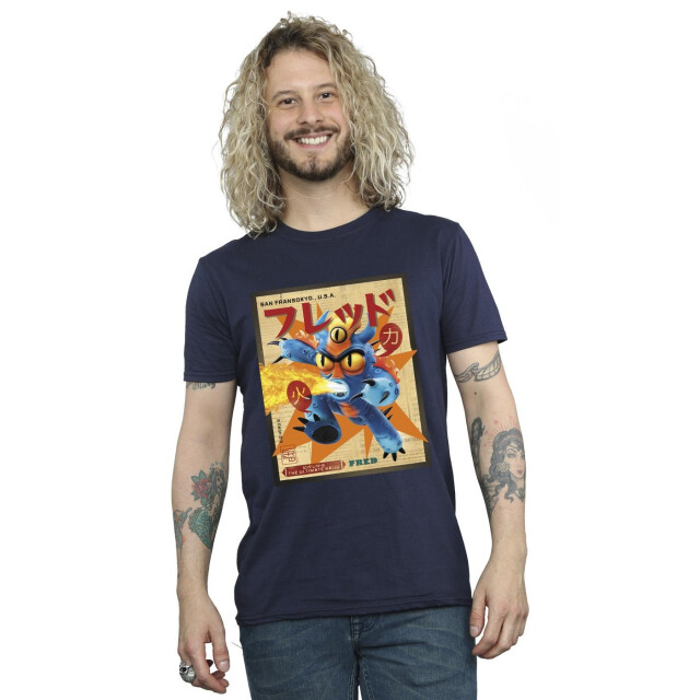 Li-cense Disney heren big hero 6 baymax fred krant t-shirt UTBI49345_navyblue large