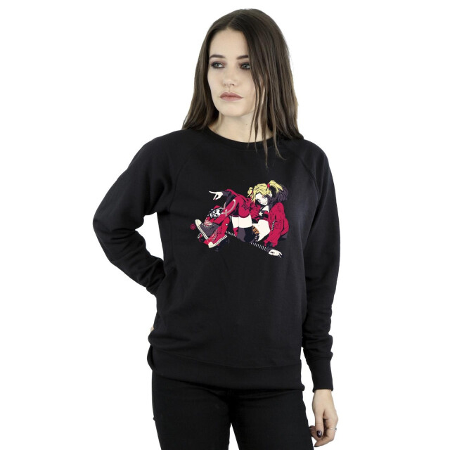 Li-cense Dc comics dames harley quinn rollerskates sweatshirt UTBI9531_black large