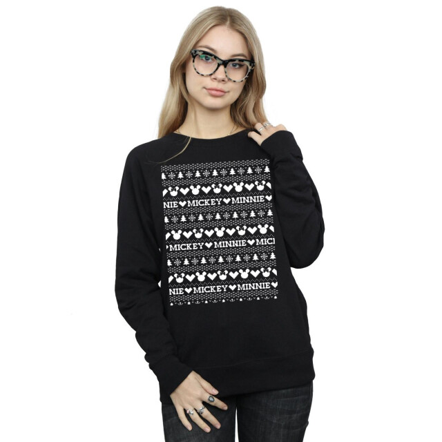 Li-cense Disney dames mickey en minnie kerst fair isle sweatshirt UTBI9176_black large