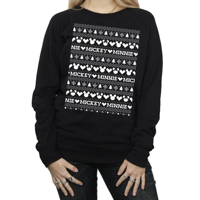 Li-cense Disney dames mickey en minnie kerst fair isle sweatshirt UTBI9176_black large