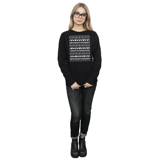 Li-cense Disney dames mickey en minnie kerst fair isle sweatshirt UTBI9176_black large
